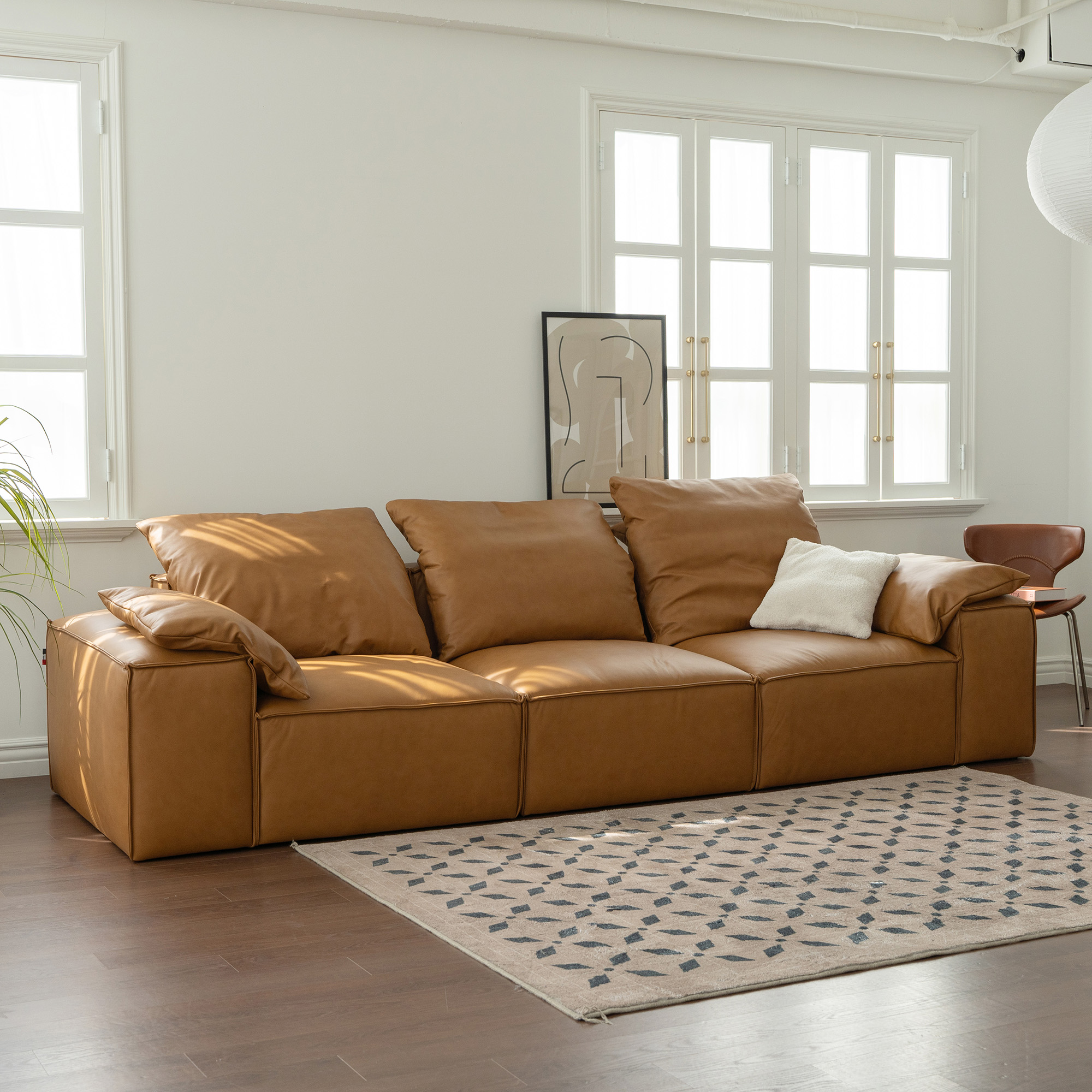 누보크 모듈형 풀그레인 베네토 세미 아닐린 전체 천연가죽 풀레더 소파