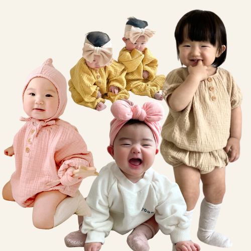 유아 여름 외출복 아기 바디수트 상하복 등원룩 거즈수트 - 메인 이미지