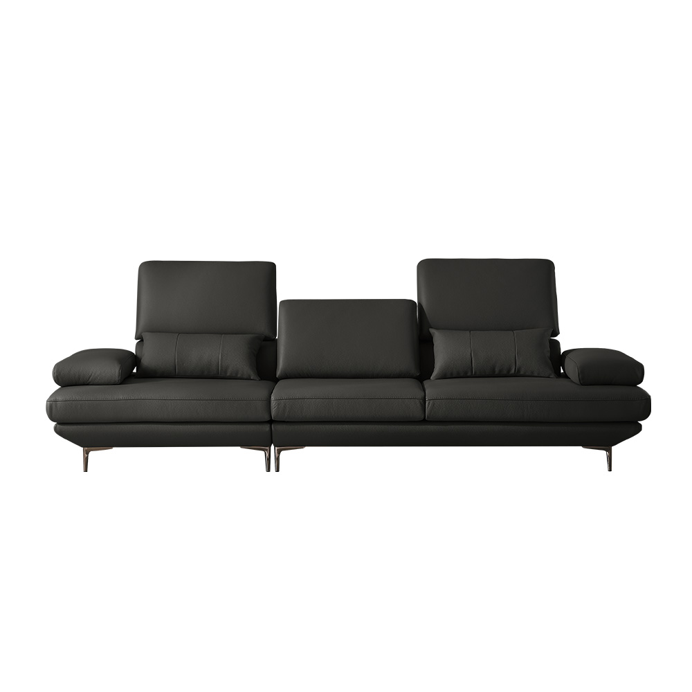 쉐우드가구 테소로 이태리 천연통가죽 모듈형 스윙 소파 스툴포함, 크림, 4인용