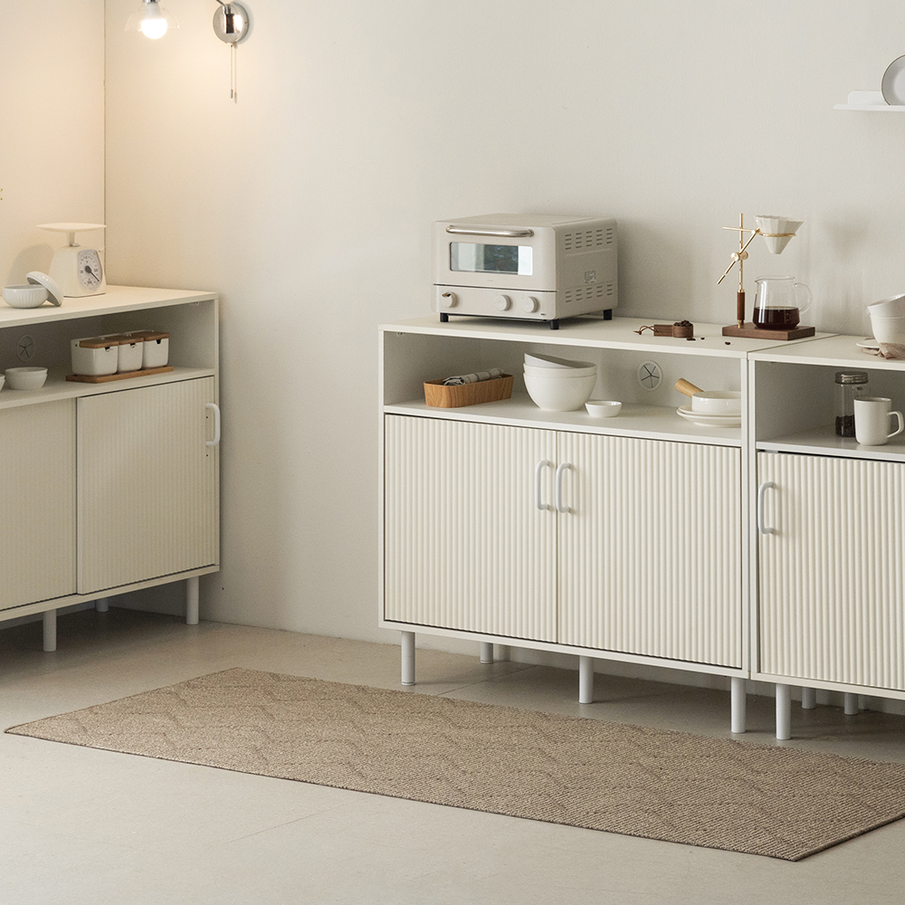 라자가구 미아 E0 템바보드 슬라이딩 거실 베란다 다용도 미닫이 수납장 800, 3단, 아이보리