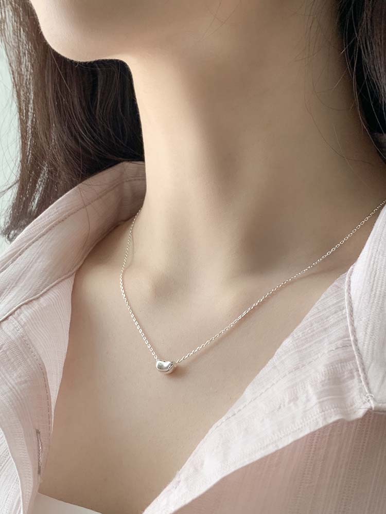 [무배] 셀프러브 미니빈 네크리스 - 925실버 기본 데일리 젤리빈 콩알 순은목걸이 - 상세 이미지 2