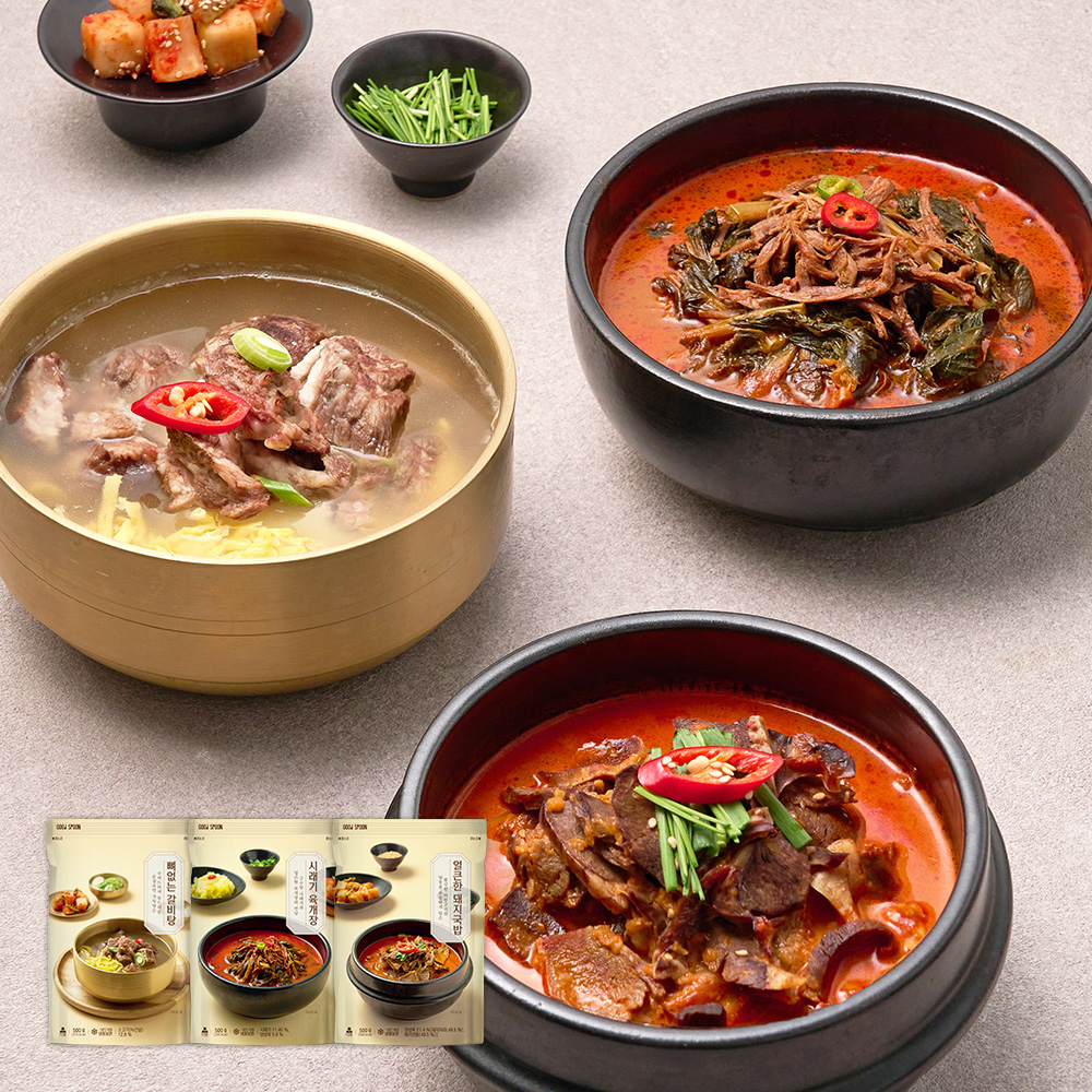 굿스푼 순살 갈비탕 육개장 돼지국밥 500g 3종 3팩+3팩 캠핑용 찌개 국 - 상세 이미지 2