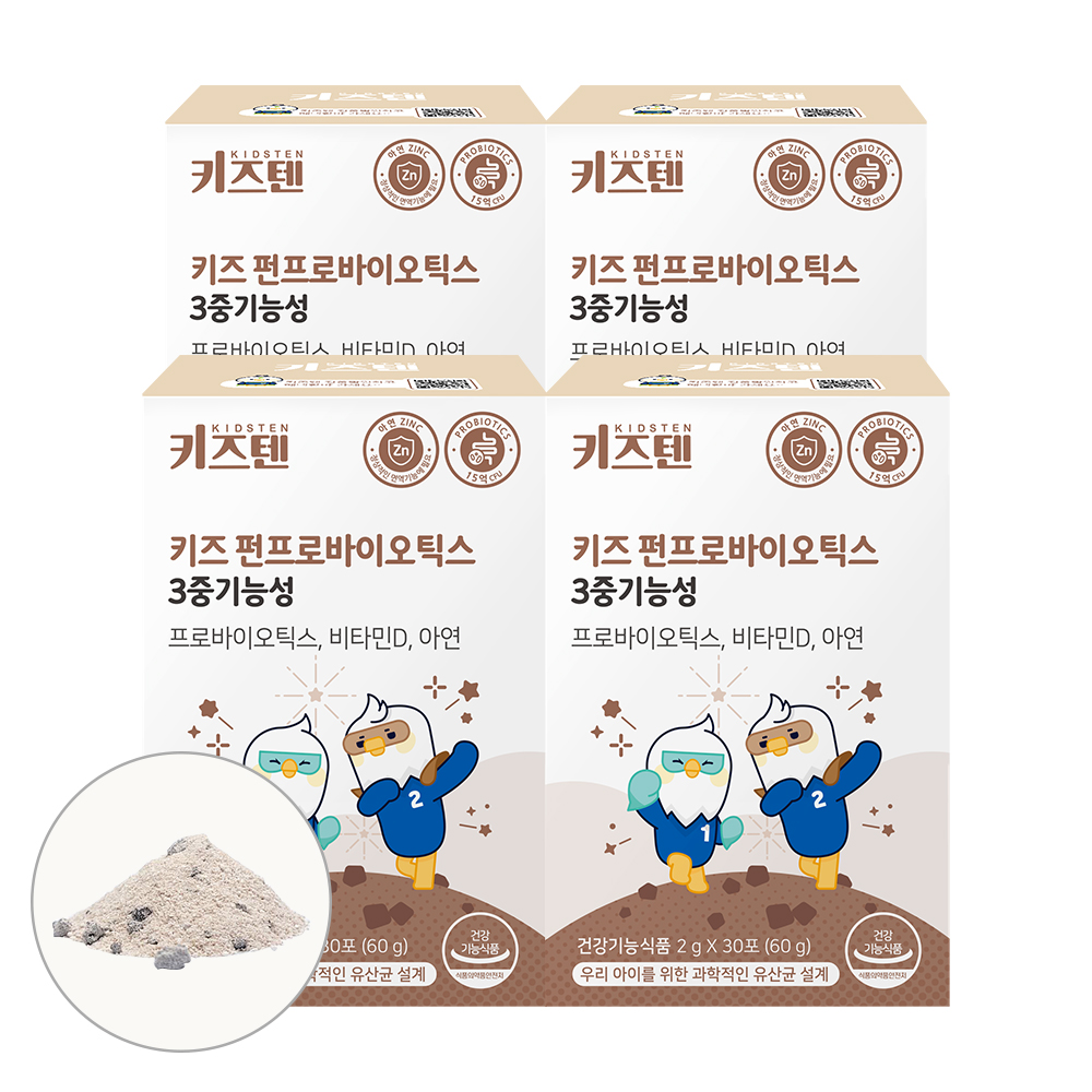 키즈텐 맛있는 크런키 아기 키즈 펀 프로바이오틱스 유산균 영양제 30포, 4개 제품 이미지