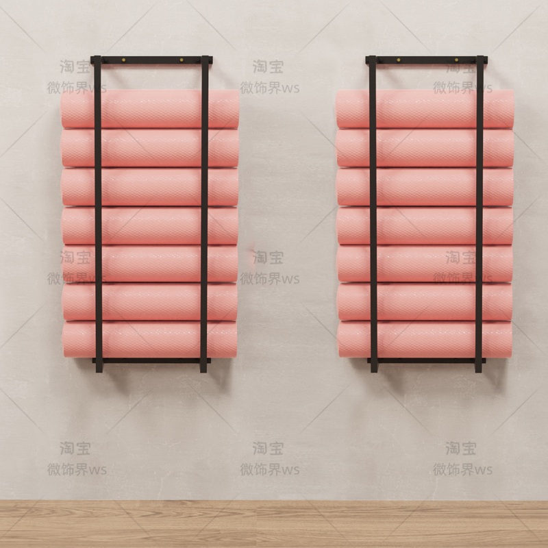 벽걸이 요가매트 거치대 필 라테스 정리 수납 짐볼 보관대 블랙 플래그십 90CM - 상품 이미지