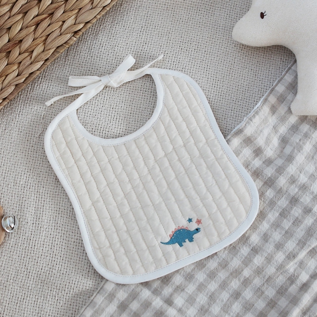 마롤로뜨 아기 턱받이 누빔 100수 순면 이유식 유아 신생아 면 아기침받이 크앙디노