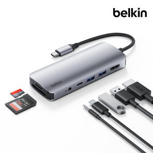 벨킨 7in1 USB-C타입 멀티 허브 AVC009bt 좁은 공간에서도 간편하게 연결과 확장을 돕는 다기능 기기