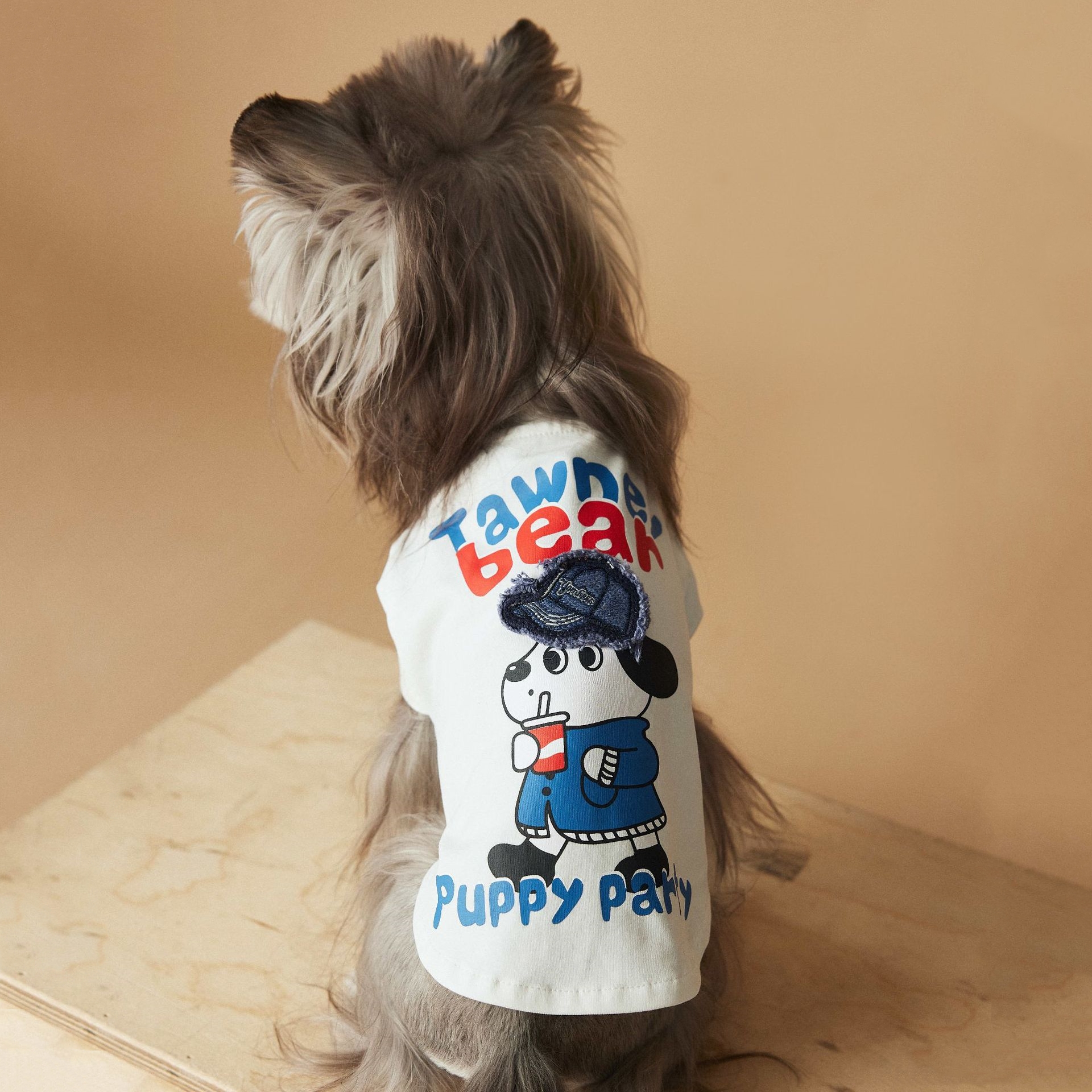 [2색] 귀여운 강아지 프린트 티셔츠 🐶 봄여름 강아지 반팔 티셔츠 (비글 로고, 후드 스타일) - 상세 이미지 2
