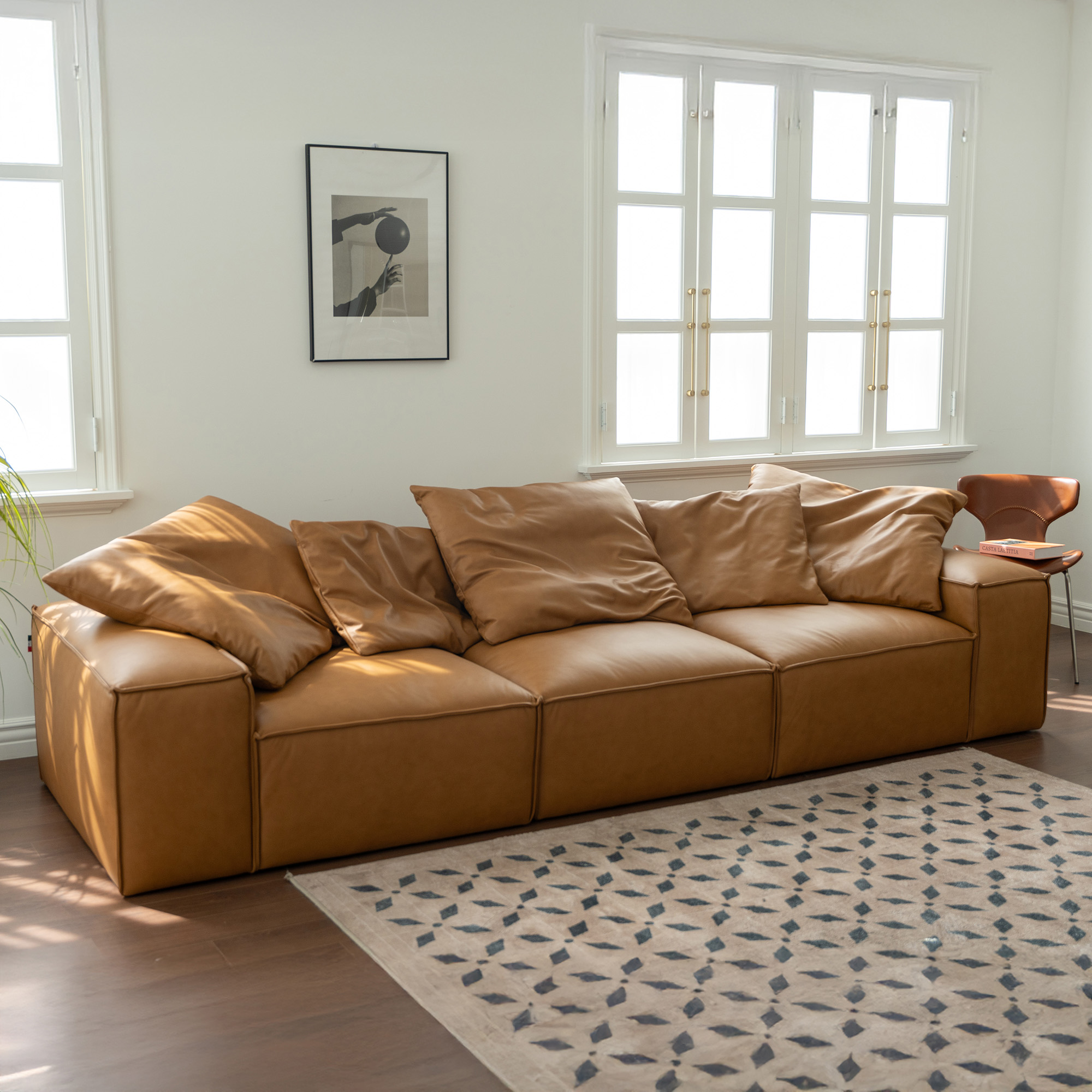 누보크 모듈형 풀그레인 베네토 세미 아닐린 전체 천연가죽 풀레더 소파