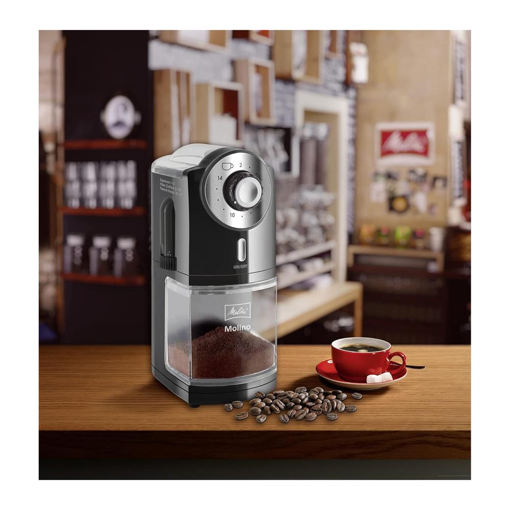 Melitta 멜리타 멜리타 몰리노 100W 블랙 스테인리스 몰리노 2-14컵 23L x 23W x 36H cm : 리손트레이딩