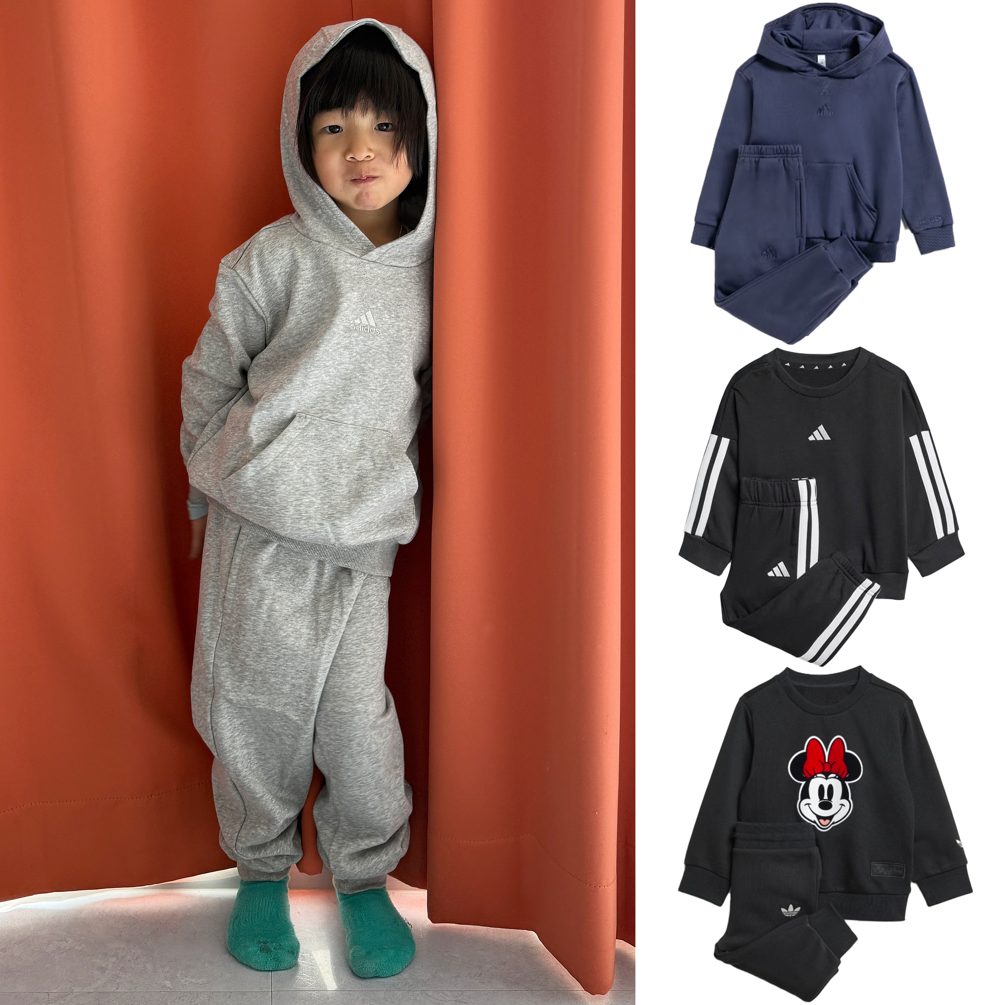 아디다스 키즈 세트 후드 트레이닝 상하복 트랙수트 유아동 등원룩