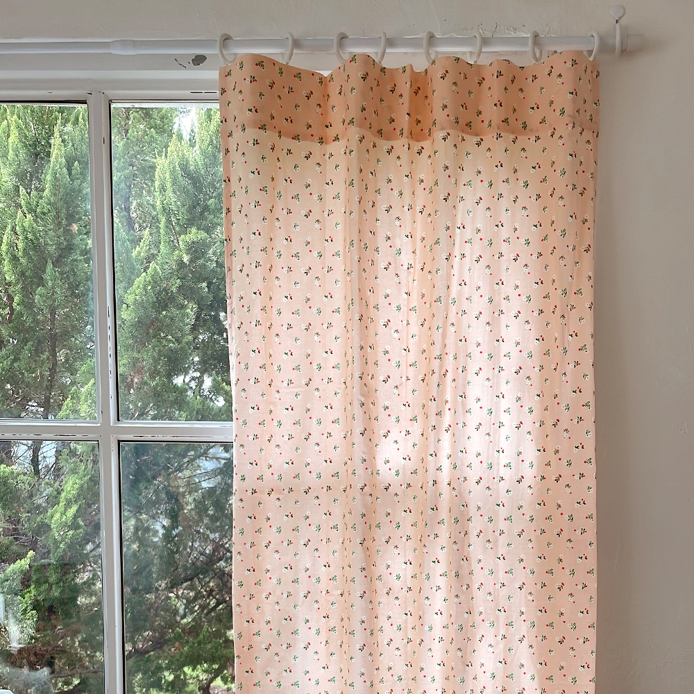 살구꽃무늬 프린트 커튼 아이방 맞춤제작 커튼
