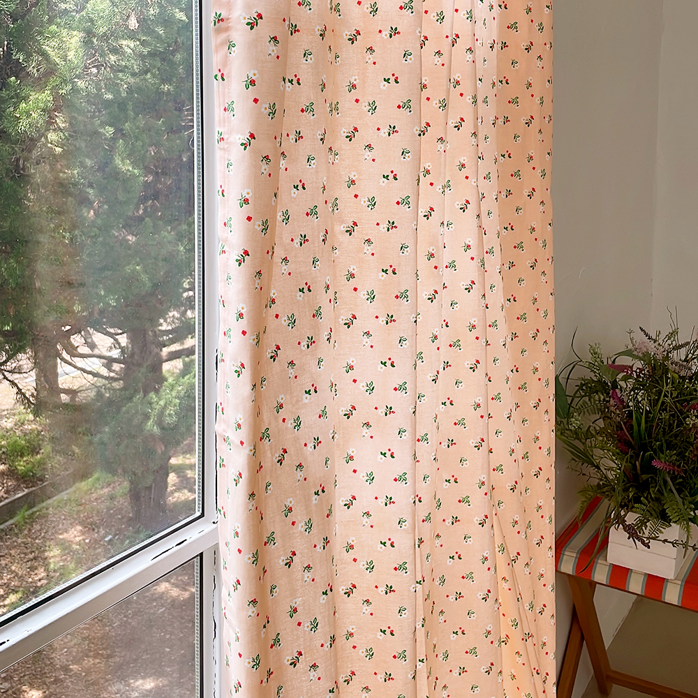 살구꽃무늬 프린트 커튼 아이방 맞춤제작 커튼