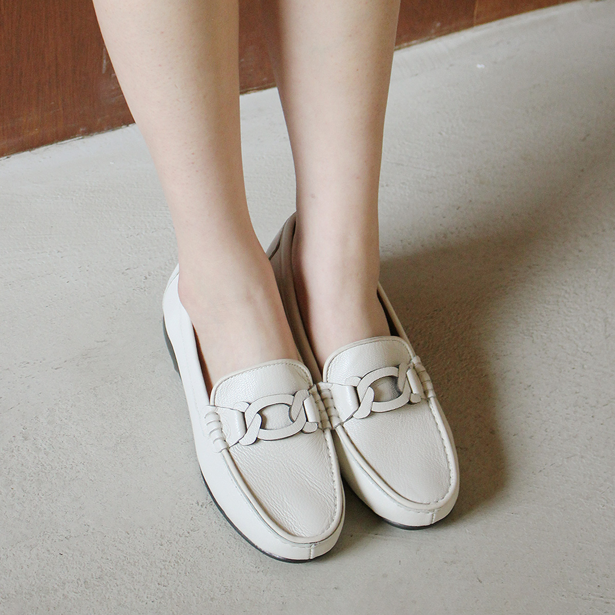 [GISSE 지쎄/선물 추천] 천연가죽 여성수제화 발 편한 통굽 로퍼 GIS-42203