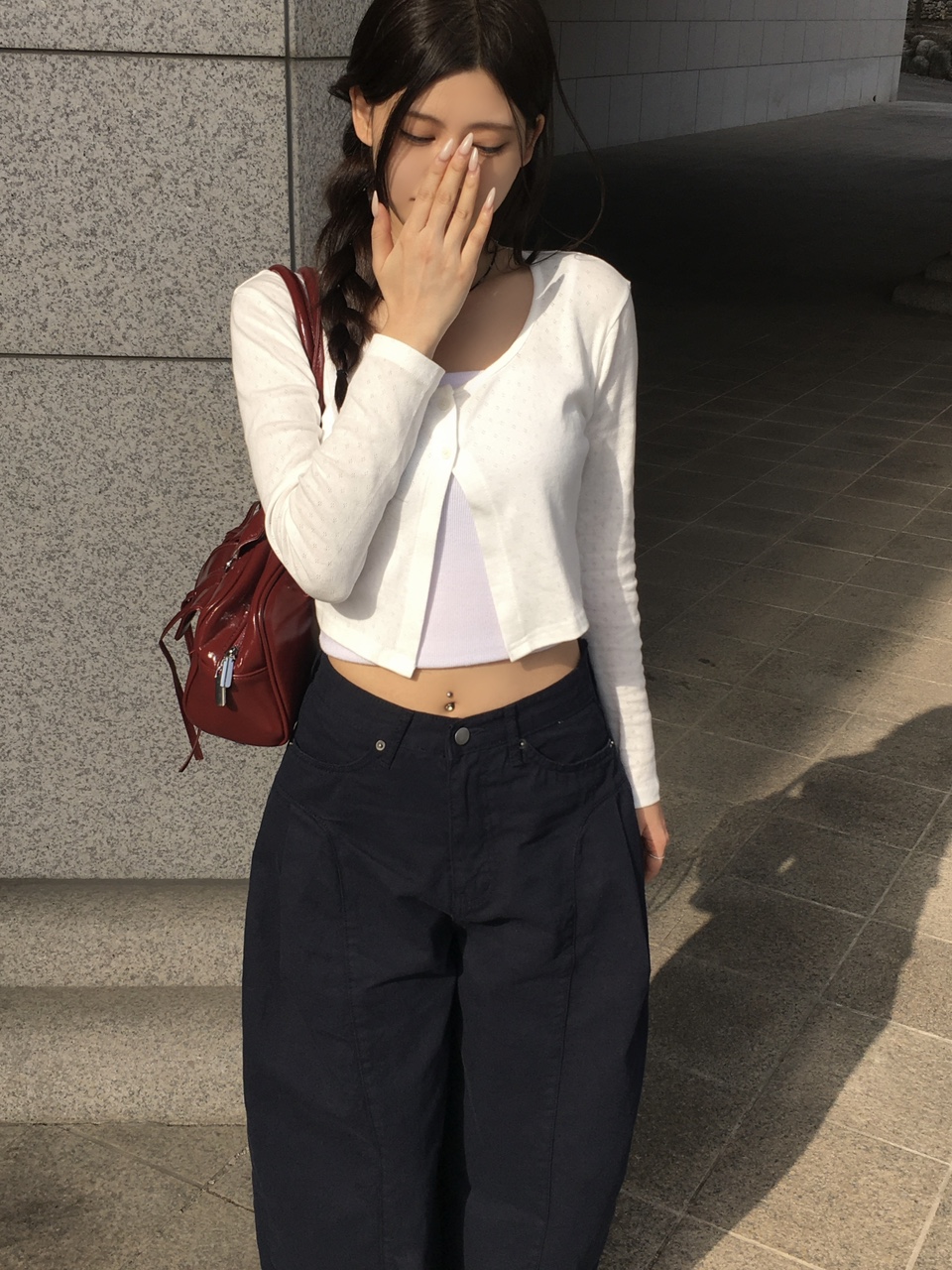 스프링 펀칭 투버튼 크롭 가디건 (4color) 상세 이미지 3