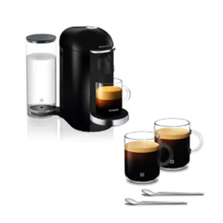 [네스프레소] 에스프레소 캡슐커피머신 버츄오 플러스  + 버츄오 미디엄 머그 컵(490ml) 2개 & 스푼 2개 세트