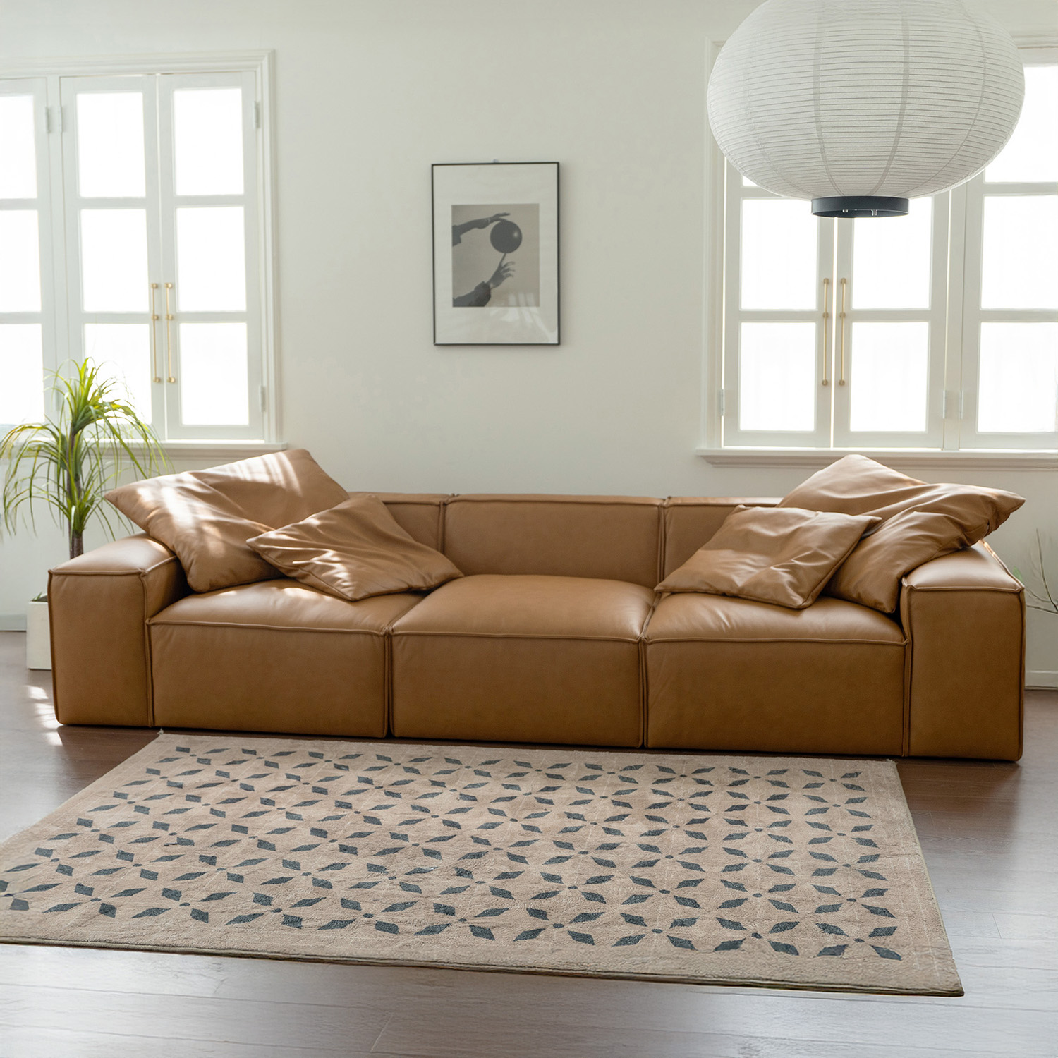 누보크 모듈형 풀그레인 베네토 세미 아닐린 전체 천연가죽 풀레더 소파