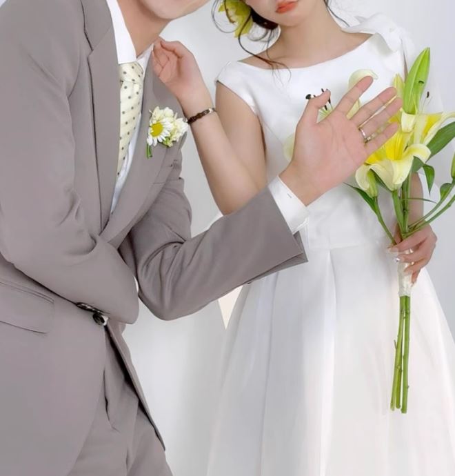 미니멀 원숄더 리본 드레스 쉬폰 셀프웨딩 원피스 - 상세 이미지 4