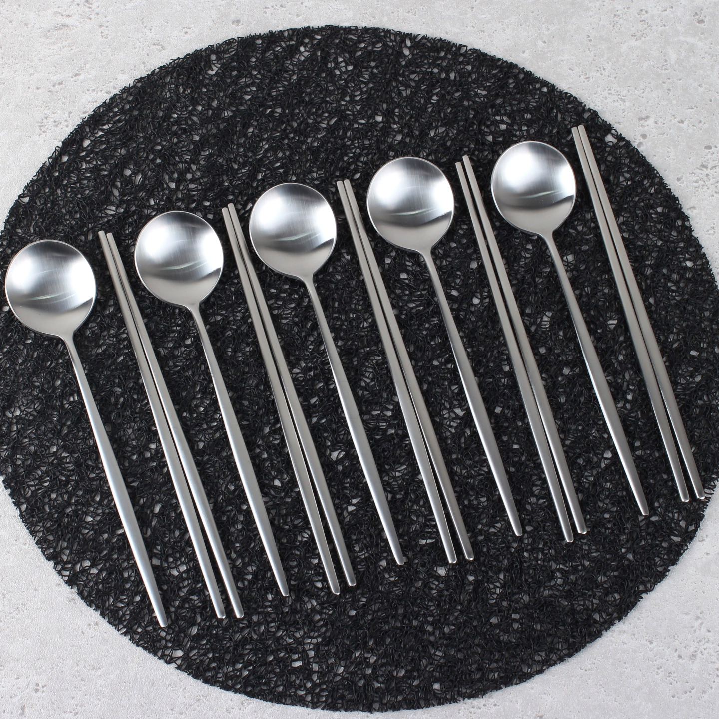 헬리오 국산스텐304 달수저 5인세트 실버무광 실버유광