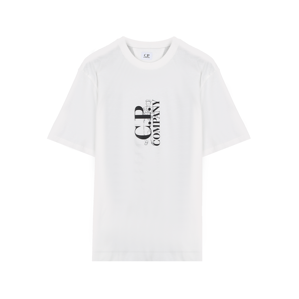 CP컴퍼니 로고 프린팅 반팔티 18CMTS138A 005100W 103 (2025 S/S) XL - 상품 이미지