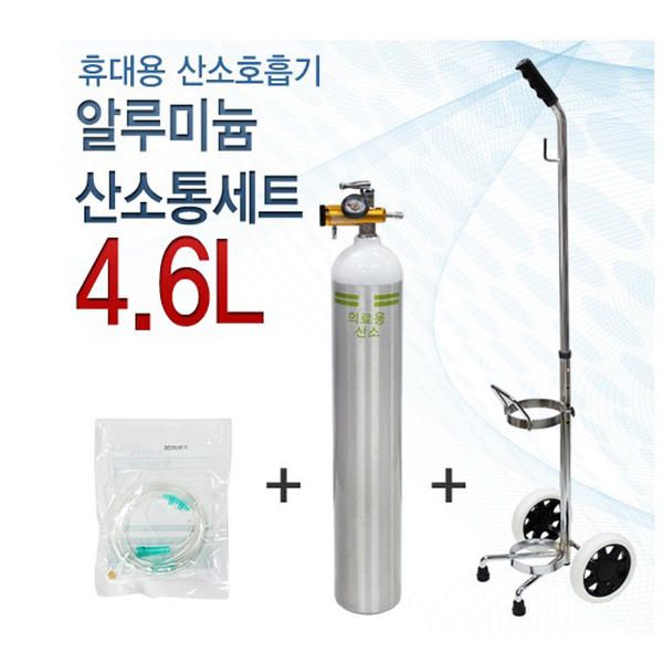 한국초저온용기 오투케어500 알루미늄 산소통4.6리터세트 휴데용산소호흡기 : 마로니에12