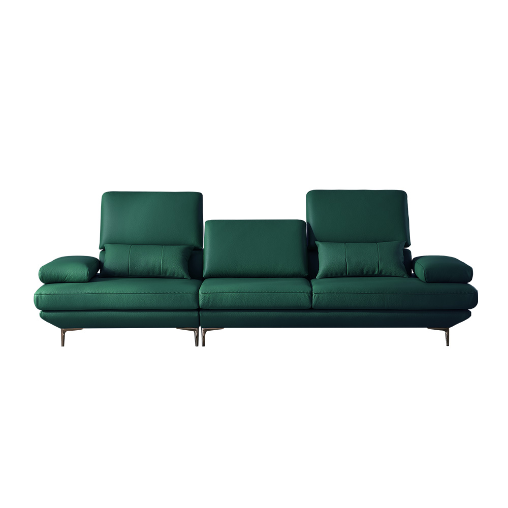 쉐우드가구 테소로 이태리 천연통가죽 모듈형 스윙 소파 스툴포함, 크림, 4인용