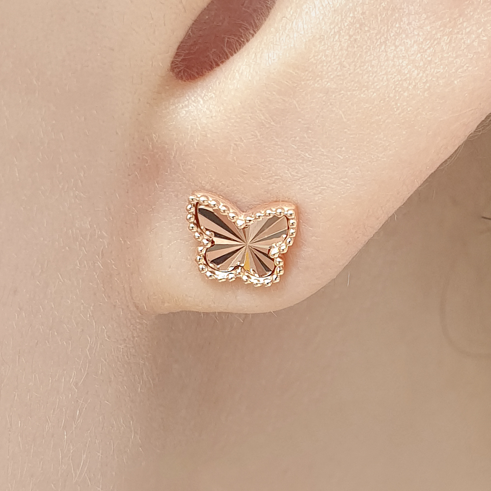 14케이 18k 여자 명품 데일리 컷팅 나비 귀고리 금 침 화이트골드 귀걸이 이미지 7