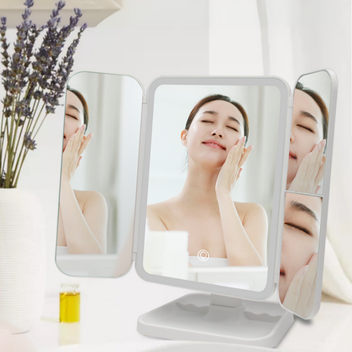 LED 탁상 거울 화장 메이크업 무선 접이식 화장대 여행용