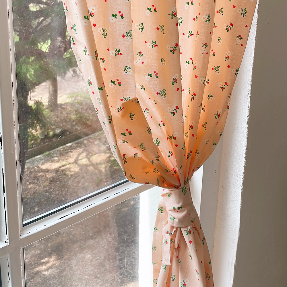살구꽃무늬 프린트 커튼 아이방 맞춤제작 커튼