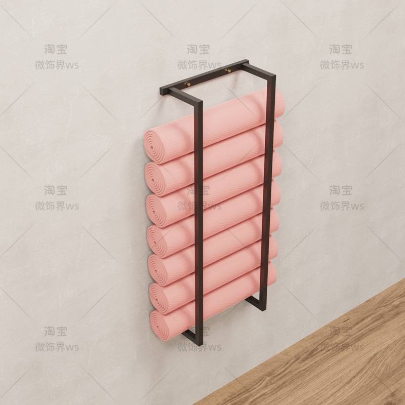 벽걸이 요가매트 거치대 필 라테스 정리 수납 짐볼 보관대 블랙 플래그십 90CM - 상세 이미지 3