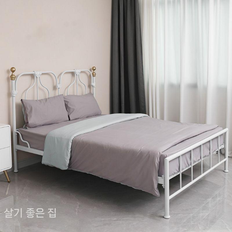 엔틱 철제 프레임 핑크 침대프레임 고시원 베드 조립 간이 - 상세 이미지 3