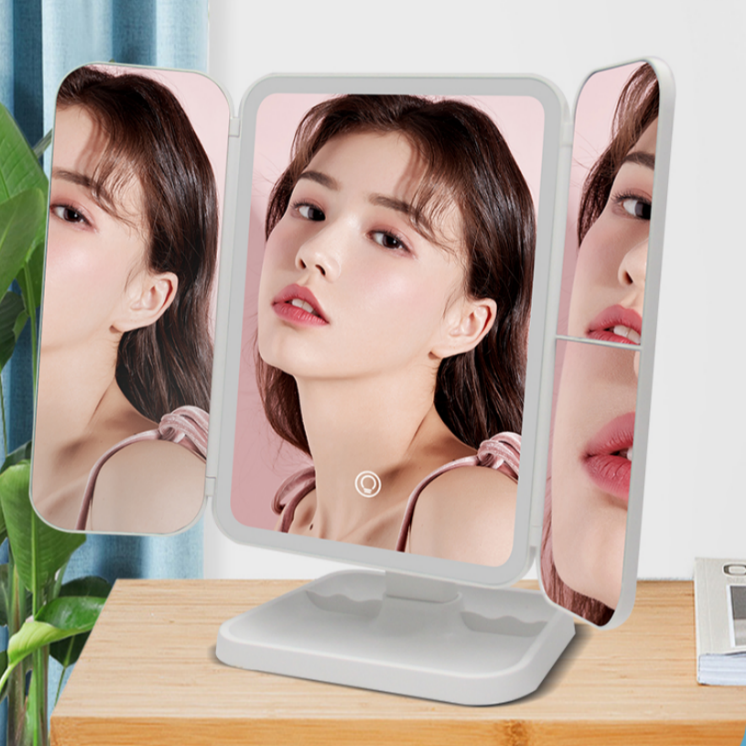 LED 탁상 거울 화장 메이크업 무선 접이식 화장대 여행용