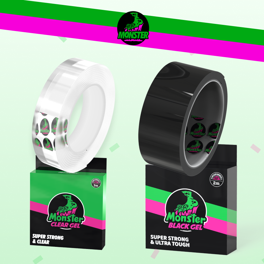 [단독특가] 몬스터 겔 클리어겔 3m + 블랙겔 2m 세트 초강력 양면테이프 실리콘 접착 제품 이미지