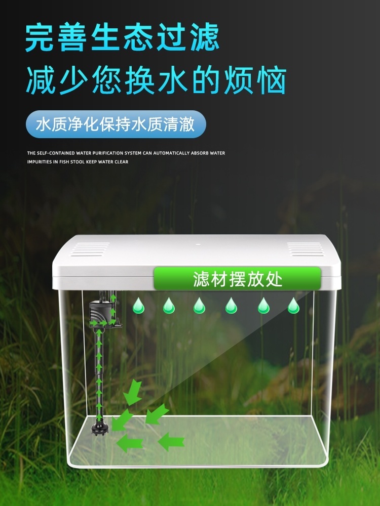 아크릴 수족관 해수어 관상어 장식 무환수 금붕어키우기 40x23x27기본패키지+커버제외 - 상세 이미지 2
