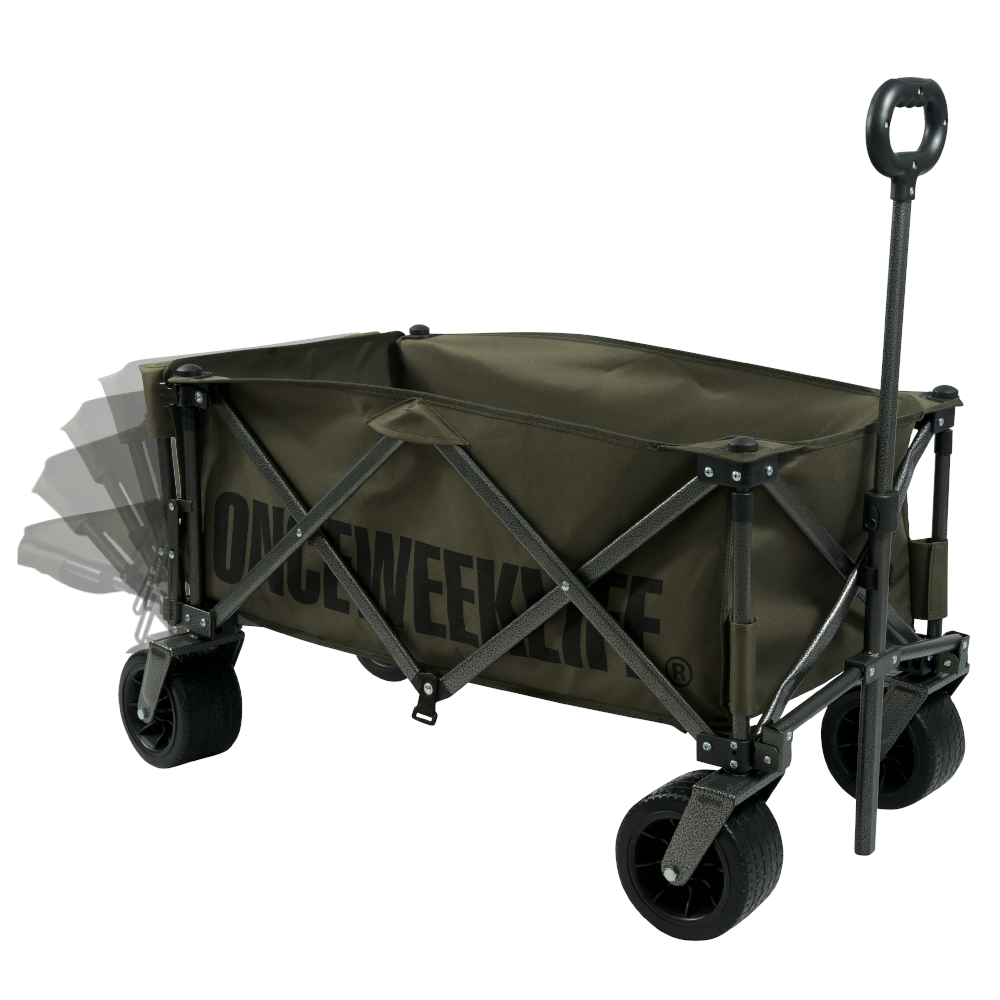 원스위크라이프 캠핑 접이식 폴딩 카트 왜건 뒷문 개방 오픈형 웨건 수레 카키