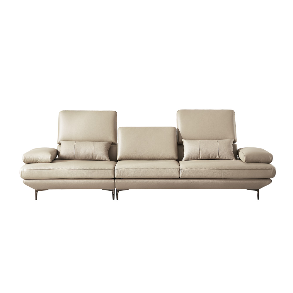 쉐우드가구 테소로 이태리 천연통가죽 모듈형 스윙 소파 스툴포함, 크림, 4인용