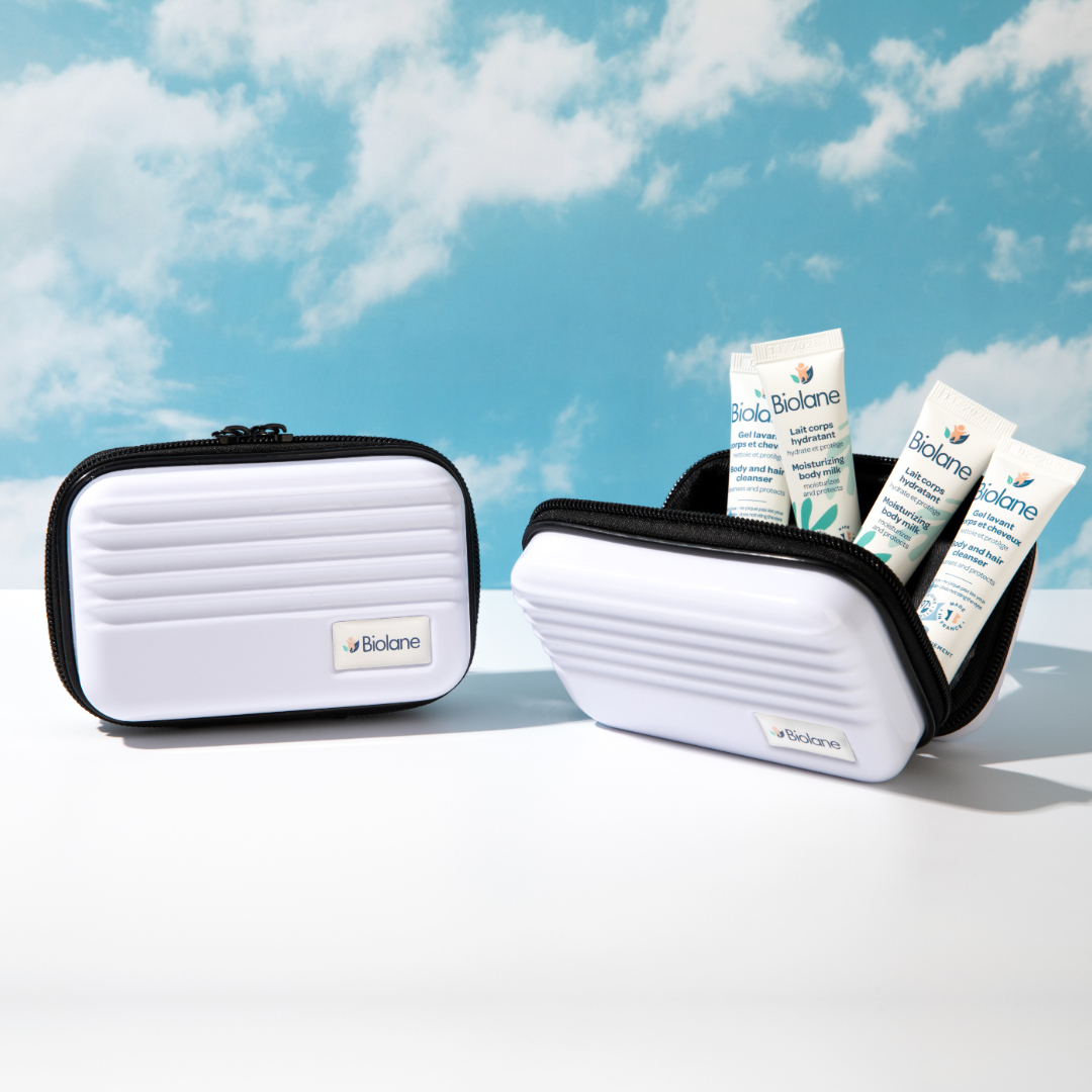 비올란 여행용 키트(바디앤헤어 클렌저 15mlx2 + 바디밀크 15mlx2 + 미니 캐리어 파우치x1) 베이비 키즈 신생아 자연유래 프랑스 아기 트래블 보습 샴푸 바스 올인원