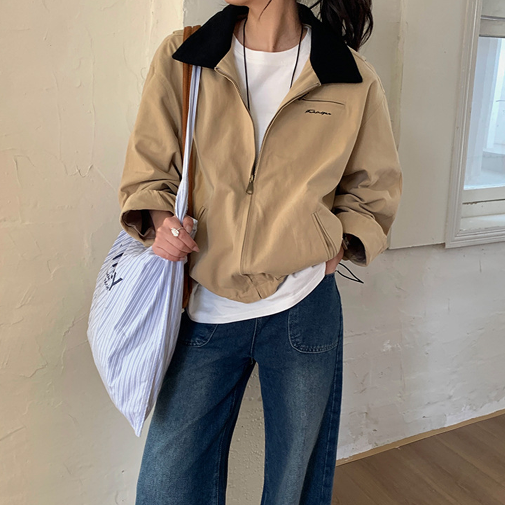 봄배색집업 카라 오버핏 간절기아우터 여름 데일리자켓 여성 - 상세 이미지 2