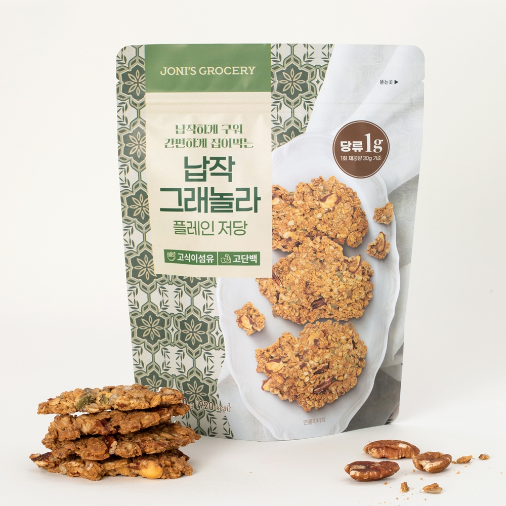 조니스그로서리 납작 저당 그래놀라 플레인 프로틴 수제 시리얼 200g