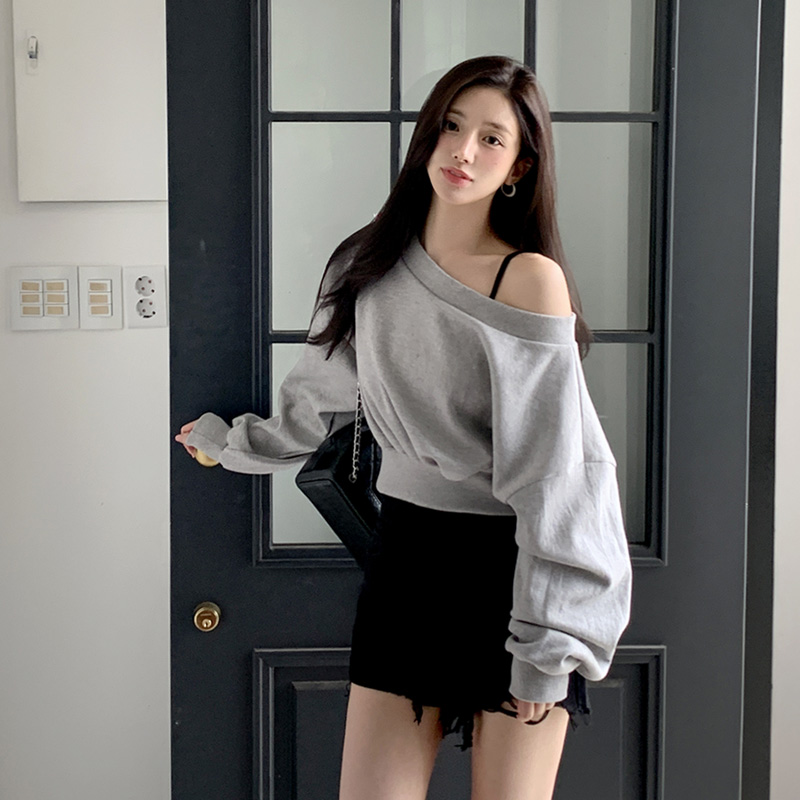 루메니 오프숄더 크롭 맨투맨 ts4499 - 상세 이미지 2