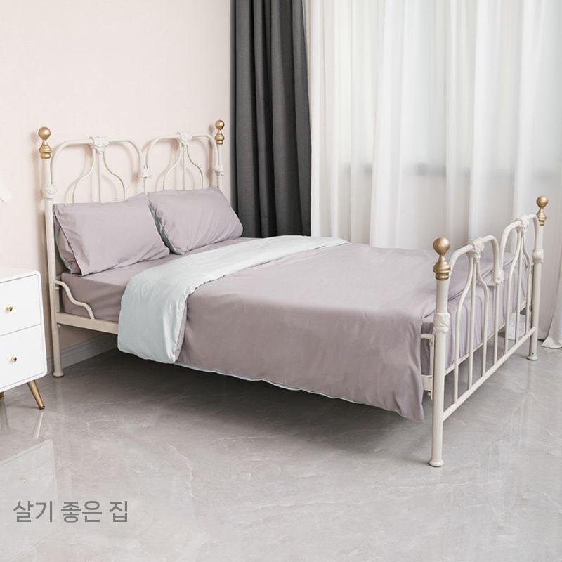 엔틱 철제 프레임 핑크 침대프레임 고시원 베드 조립 간이 - 상세 이미지 4