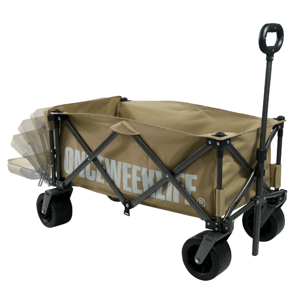 원스위크라이프 캠핑 접이식 폴딩 카트 왜건 뒷문 개방 오픈형 웨건 수레 브라운