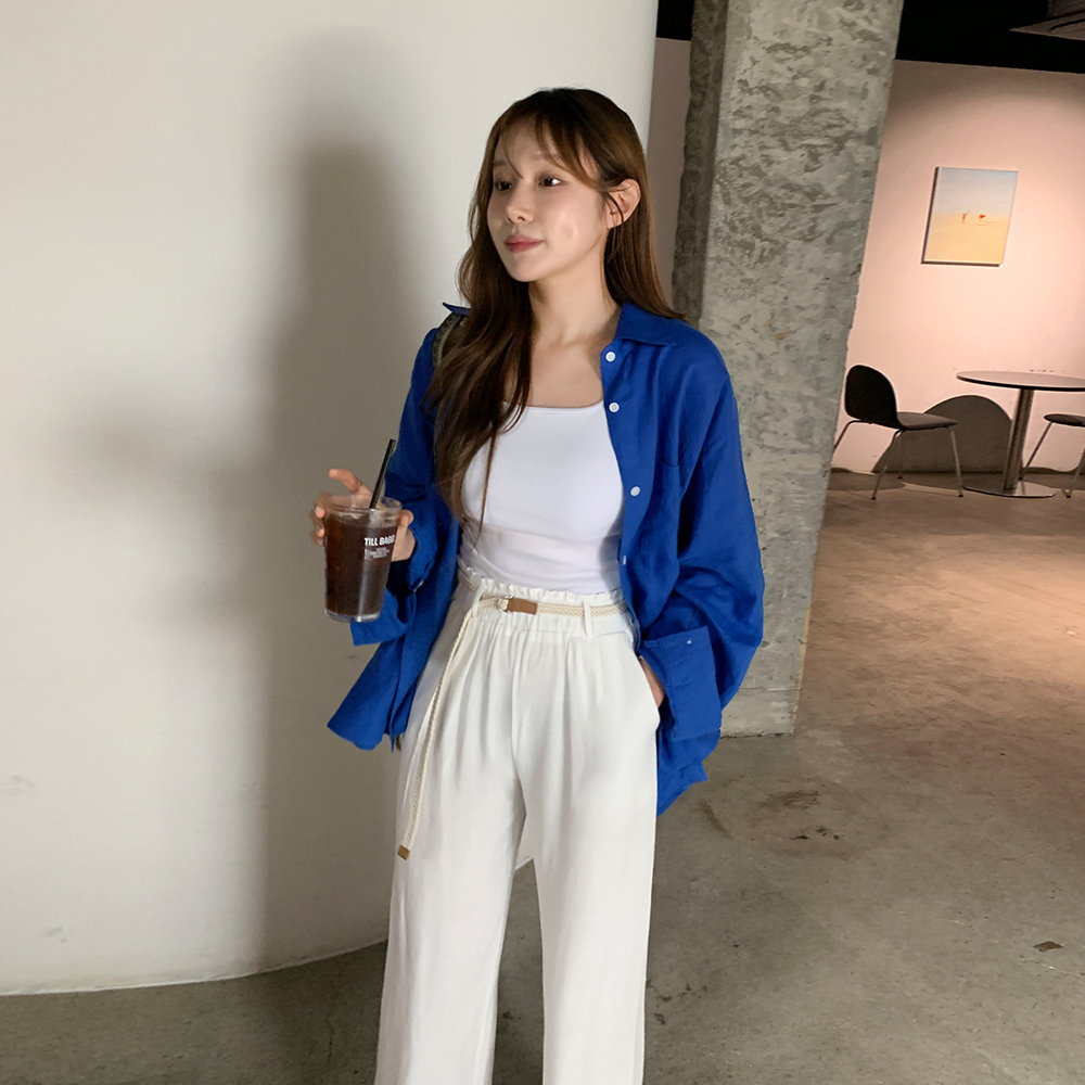 루마이 린넨 와이드 팬츠 벨트 세트 - 상세 이미지 5