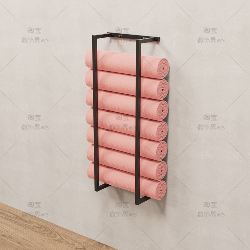 벽걸이 요가매트 거치대 필 라테스 정리 수납 짐볼 보관대 블랙 플래그십 90CM - 상세 이미지 2