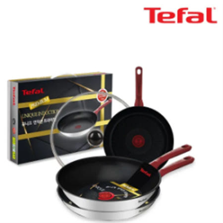 [테팔] 유니크 인덕션 프리미엄 프라이팬 24cm+28cm+멀티팬 28cm+유리뚜껑 CT1-UQFP2428W28G