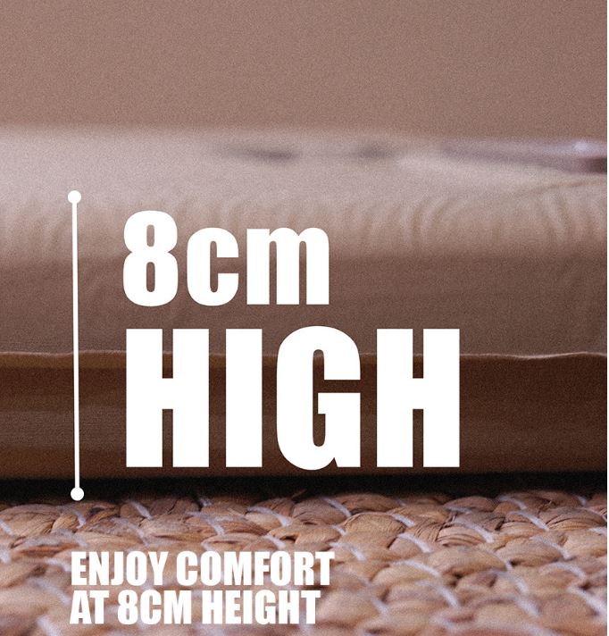 트루버 자충 매트 에어 리스 캠핑 휴대용 침대 싱글, 8cm, 탄베이지