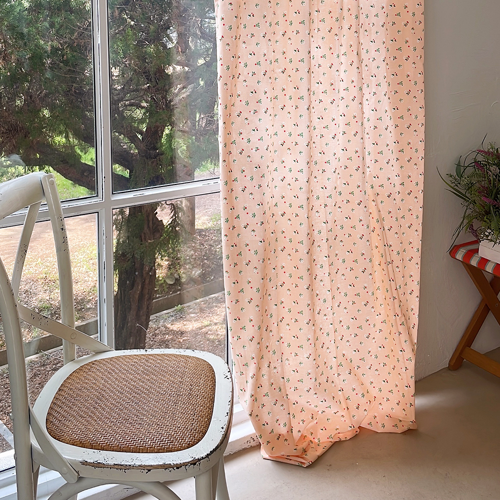 살구꽃무늬 프린트 커튼 아이방 맞춤제작 커튼