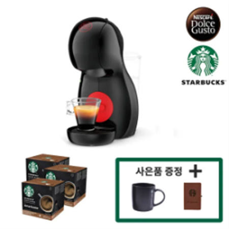 [네스카페 돌체구스토] 커피머신 피콜로XS 블랙 +12입 스타벅스 커피캡슐 3박스 (하우스블렌드) + 스타벅스 블랙 머그컵&노트 증정