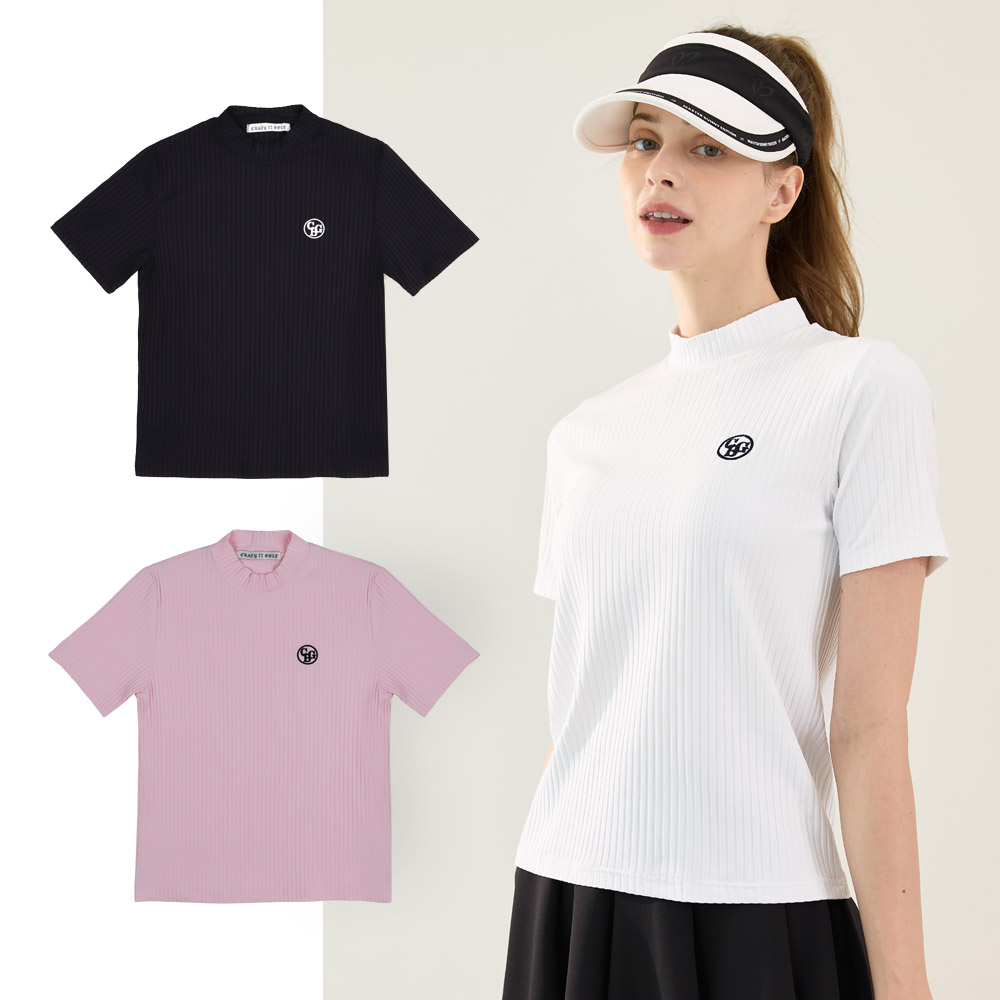 크레이지Bee 여성 골프 골지 자수 티셔츠 - 상품 이미지