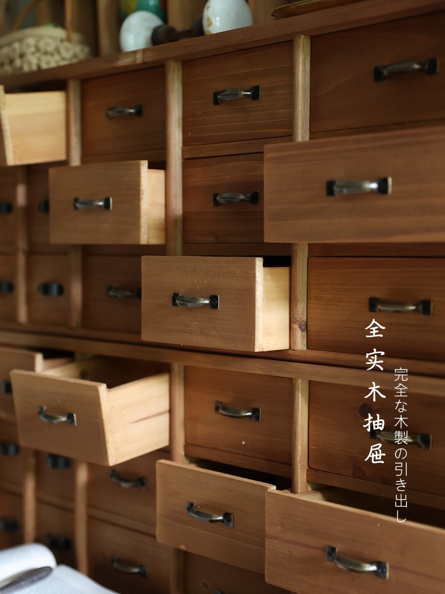 고가구 서랍장 수납장 전통 약장 거실장 원목 빈티지 레트로 브라운 - 상세 이미지 4