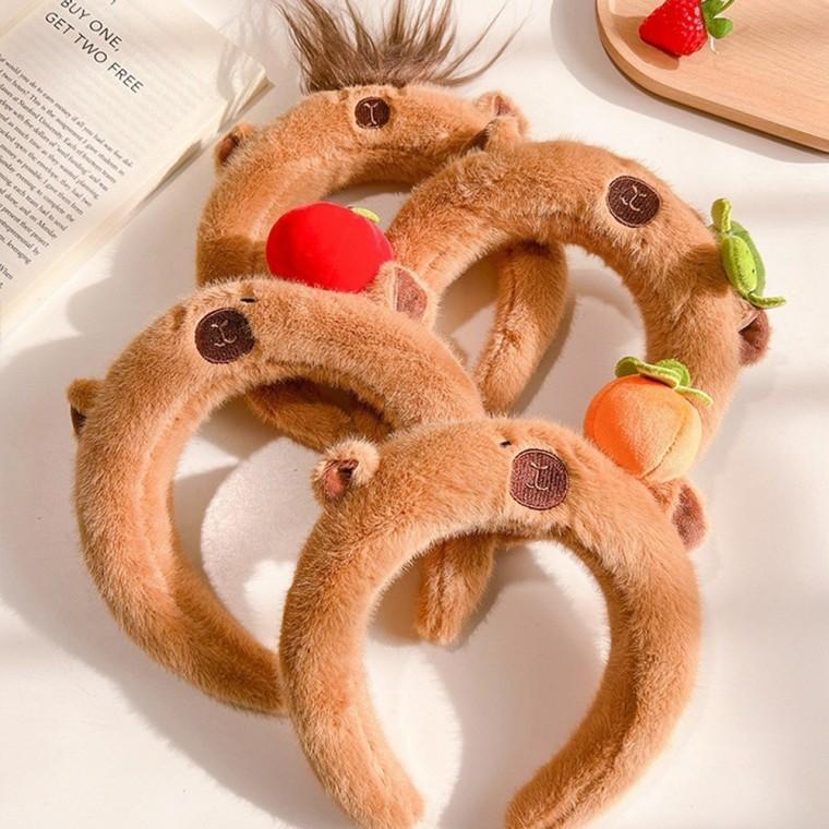 카피 바라 동물 머리 띠 생일 파티 놀이 공원 행사 월드 에버랜드 이벤트 체육대회 A4카피바라머리띠사과 A : 코지데이샵
